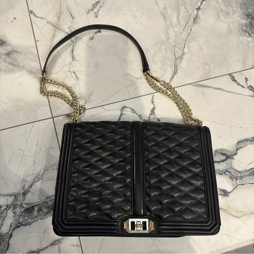 Rebecca Minkoff Love Crossbody Quilted Leather Chain Strap Turn Lock Bag - Picture 11 of 11